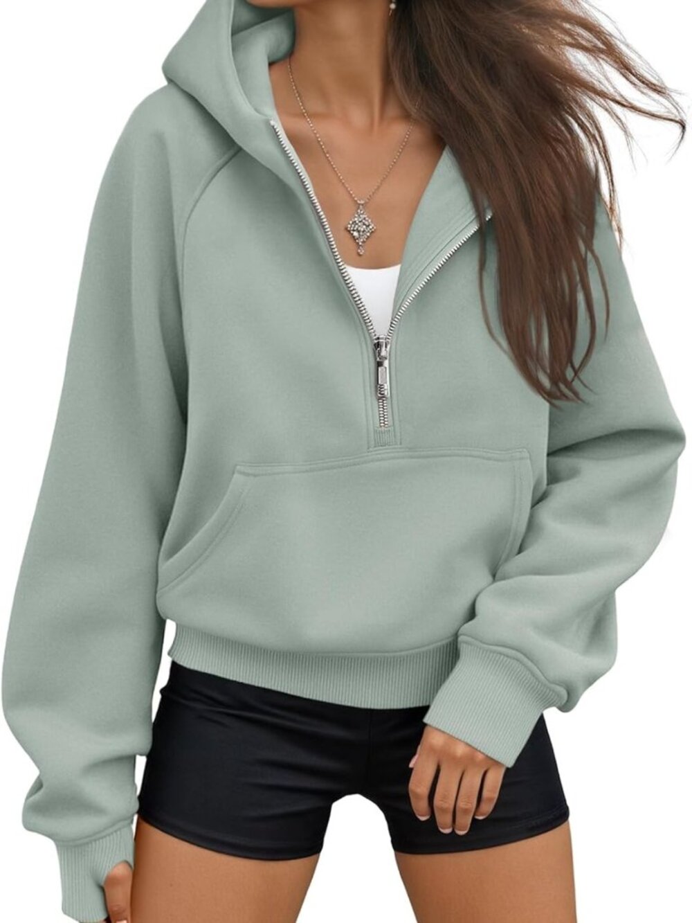 Cozy Half Zip Women's Hoodie - Casual Fall Fashion, Comfortable & Stylish Top